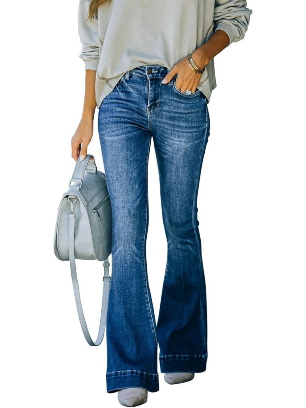 High-Waisted Flare Bell Bottom Jeans | Stretchy Wide Leg Bootcut Denim Pants
